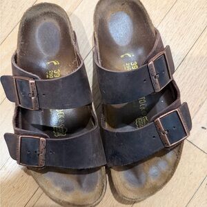 Birkenstock Dark Brown Leather Sandals